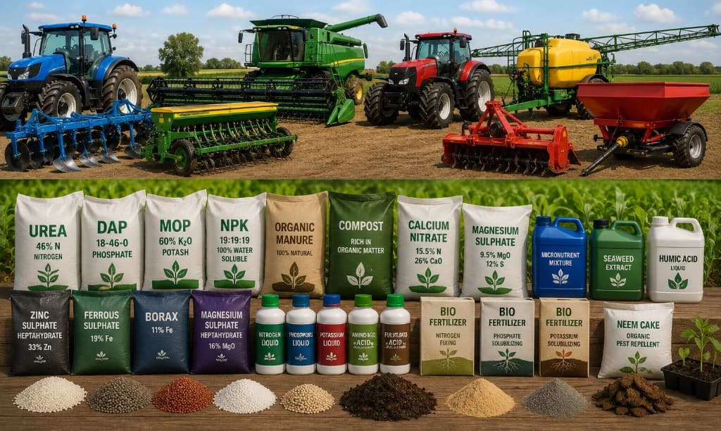 Agricultural machinery in field