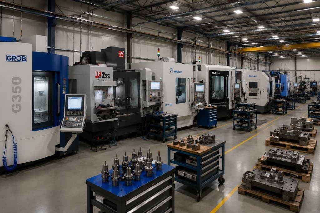 CNC machine operating in manufacturing