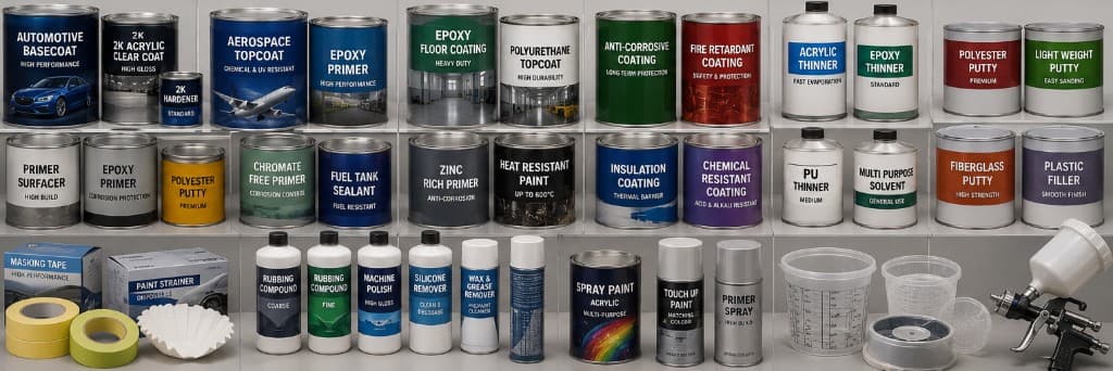 Paint materials and industrial coating setup